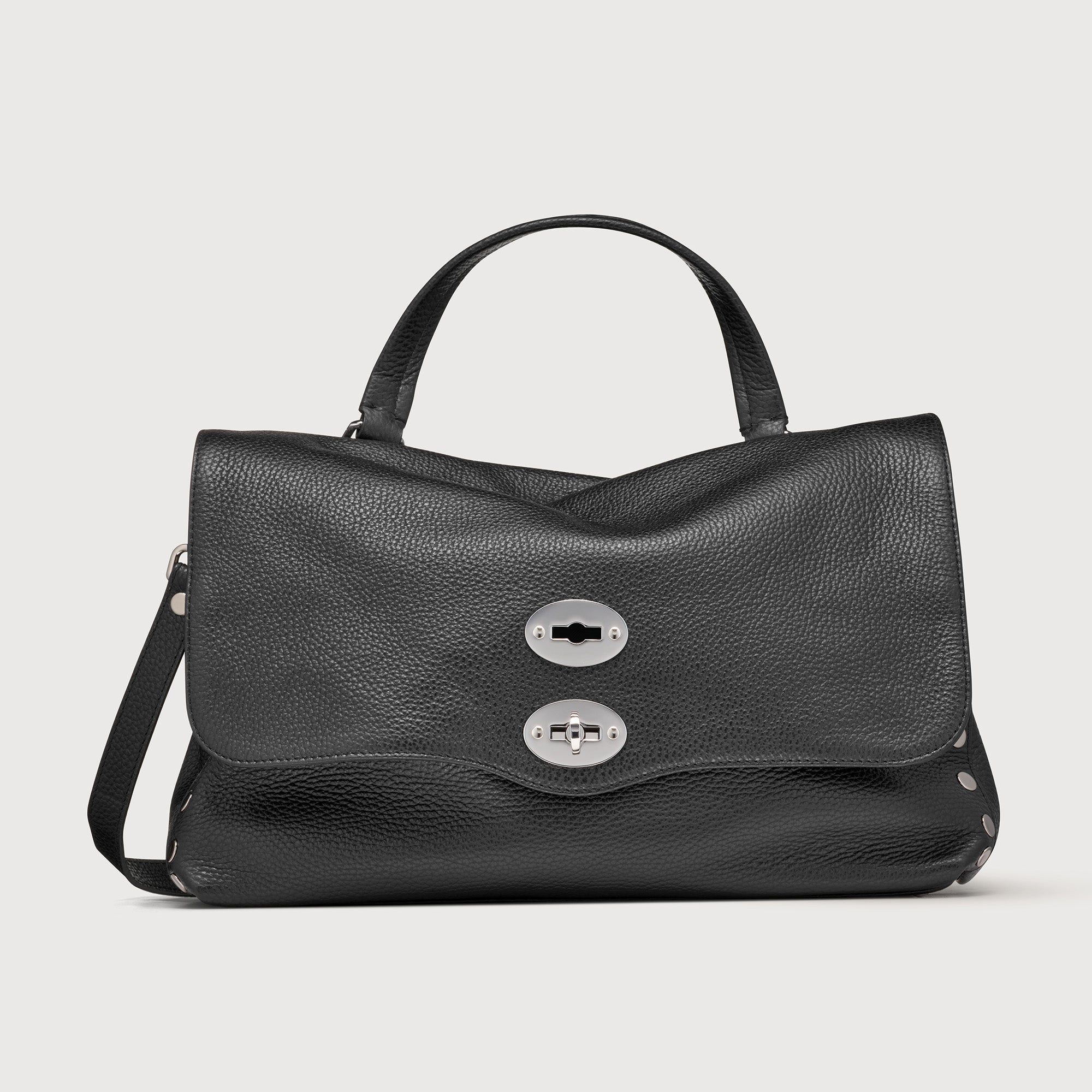 Zanellato BORSA POSTINA® MEDIUM IN PELLE MARTELLATA BLACK NERO | Zanellato