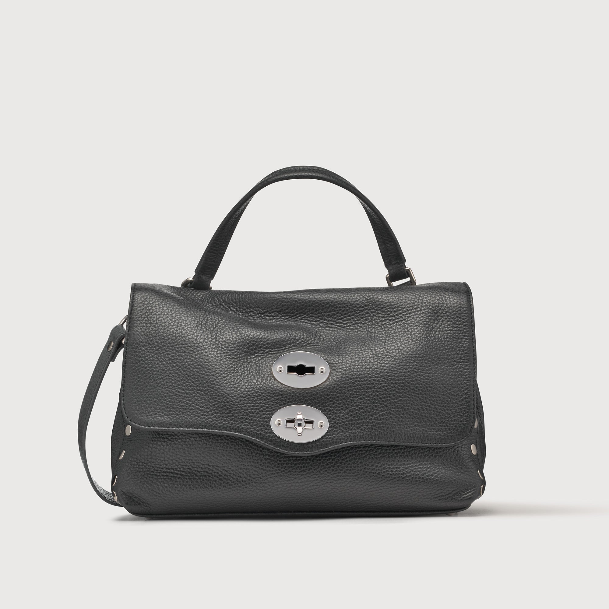 Zanellato BORSA POSTINA® SMALL IN PELLE MARTELLATA BLACK NERO | Zanellato