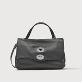 BORSA POSTINA® SMALL IN PELLE MARTELLATA BLACK NERO - Borse iconiche | Zanellato