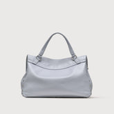 SMALL POSTINA® MESSENGER BAG IN TUMBLED LEATHER GREY CLOUD | Zanellato