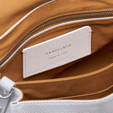 SMALL POSTINA® MESSENGER BAG IN TUMBLED LEATHER GREY CLOUD | Zanellato