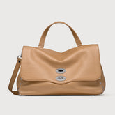 MEDIUM POSTINA® MESSENGER BAG IN TUMBLED LEATHER BROWN CAPPUCCINO | Zanellato