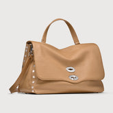 MEDIUM POSTINA® MESSENGER BAG IN TUMBLED LEATHER BROWN CAPPUCCINO | Zanellato