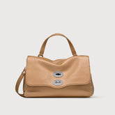 BORSA POSTINA® SMALL IN PELLE MARTELLATA BROWN CAPPUCCINO - Borse iconiche | Zanellato