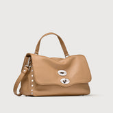 BORSA POSTINA® SMALL IN PELLE MARTELLATA BROWN CAPPUCCINO - Borse iconiche | Zanellato