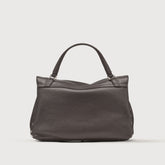 SMALL POSTINA® MESSENGER BAG IN TUMBLED LEATHER BROWN MOCACCINO | Zanellato