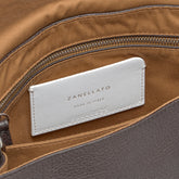 SMALL POSTINA® MESSENGER BAG IN TUMBLED LEATHER BROWN MOCACCINO | Zanellato