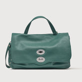 MEDIUM POSTINA® MESSENGER BAG IN TUMBLED LEATHER GREEN ACCA - Hammered Leather Bags | Zanellato