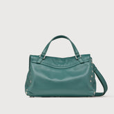 SMALL POSTINA® MESSENGER BAG IN TUMBLED LEATHER GREEN ACCA | Zanellato