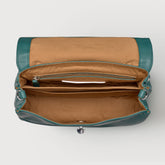 SMALL POSTINA® MESSENGER BAG IN TUMBLED LEATHER GREEN ACCA | Zanellato