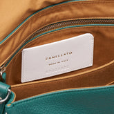 SMALL POSTINA® MESSENGER BAG IN TUMBLED LEATHER GREEN ACCA | Zanellato