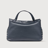 MEDIUM POSTINA® MESSENGER BAG IN TUMBLED LEATHER DARK NAVY | Zanellato