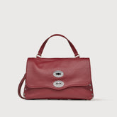 SMALL POSTINA® MESSENGER BAG IN TUMBLED LEATHER RED OPERA | Zanellato