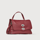 SMALL POSTINA® MESSENGER BAG IN TUMBLED LEATHER RED OPERA - Postina® | Zanellato