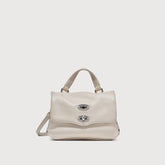 BORSA POSTINA® BABY IN PELLE MARTELLATA WHITE BIANCHETTO | Zanellato