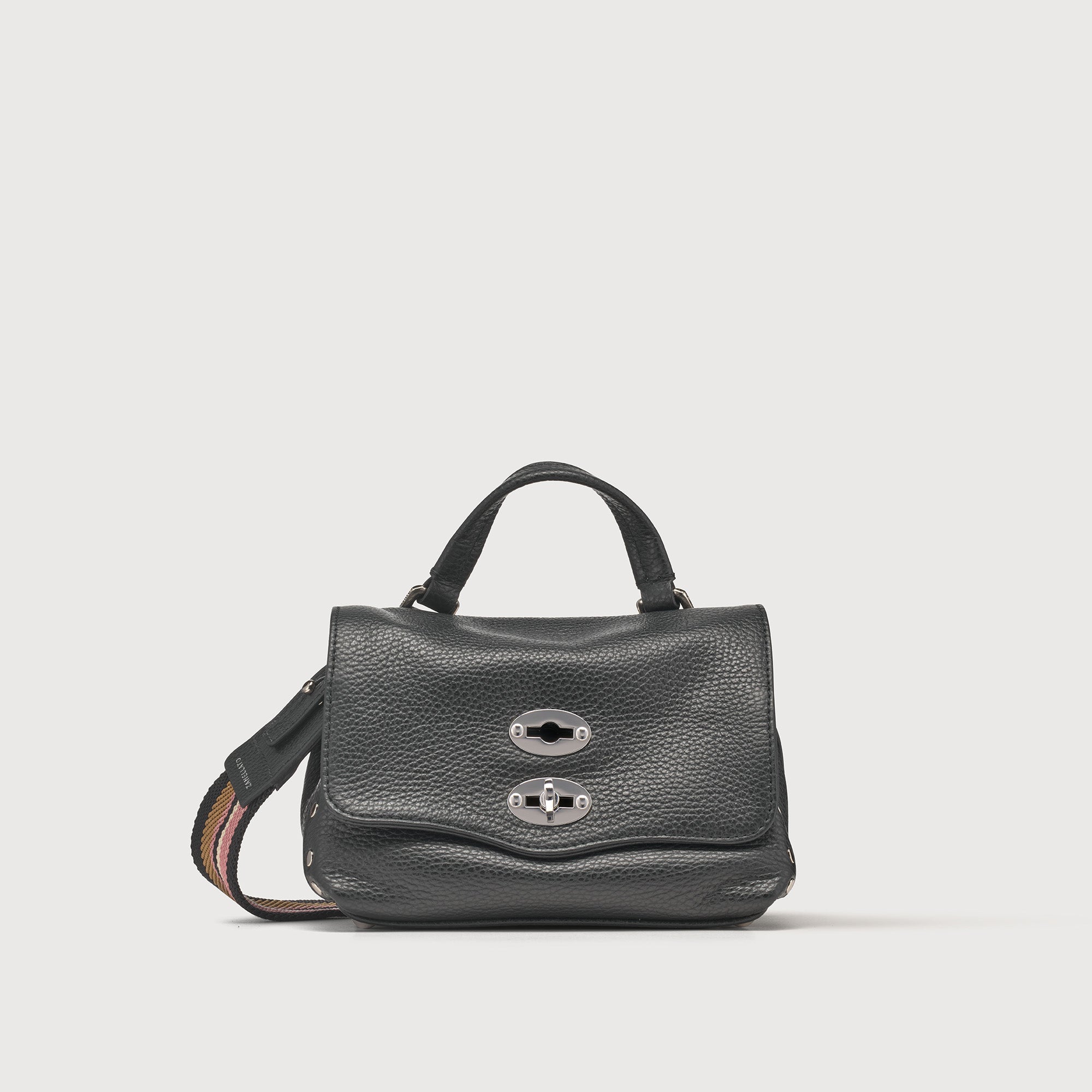 Zanellato BORSA POSTINA® BABY IN PELLE MARTELLATA BLACK NERO | Zanellato