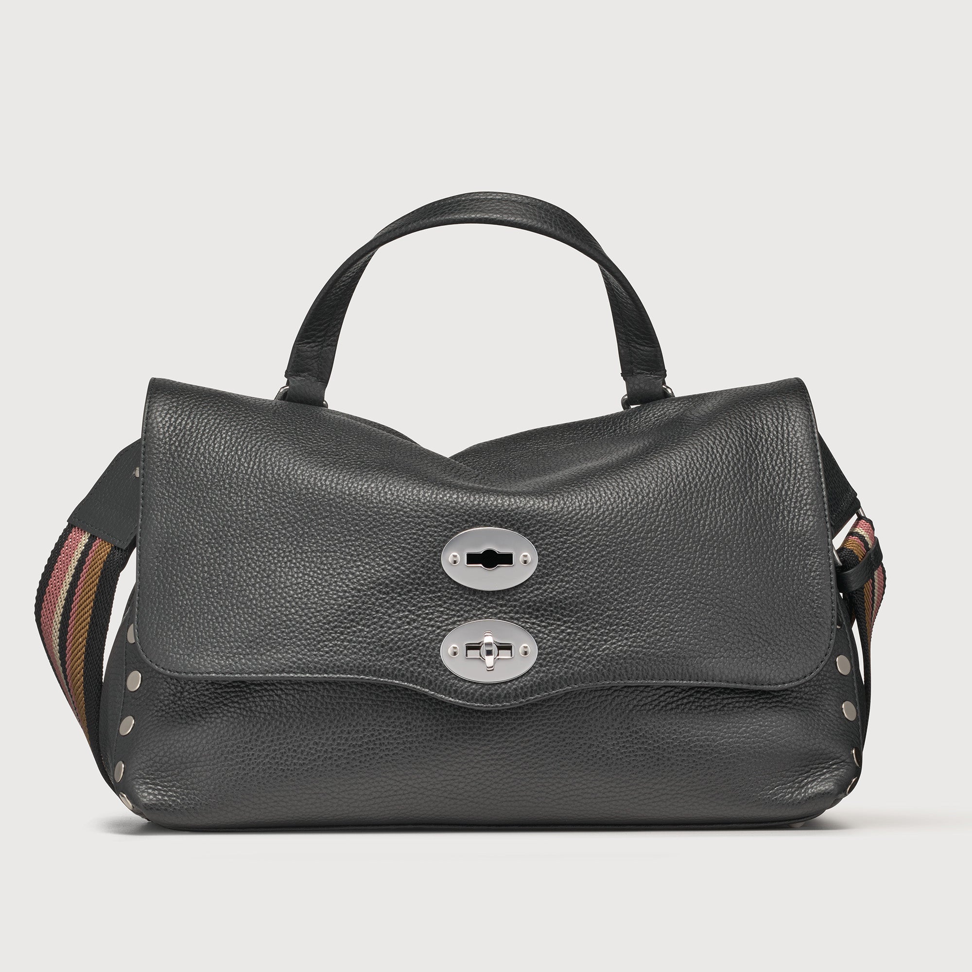 Zanellato BORSA POSTINA® MEDIUM IN PELLE MARTELLATA BLACK NERO | Zanellato