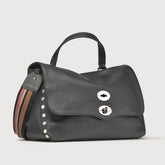 BORSA POSTINA® MEDIUM IN PELLE MARTELLATA BLACK NERO - Borse iconiche | Zanellato