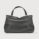 BORSA POSTINA® MEDIUM IN PELLE MARTELLATA BLACK NERO - Nero | Zanellato