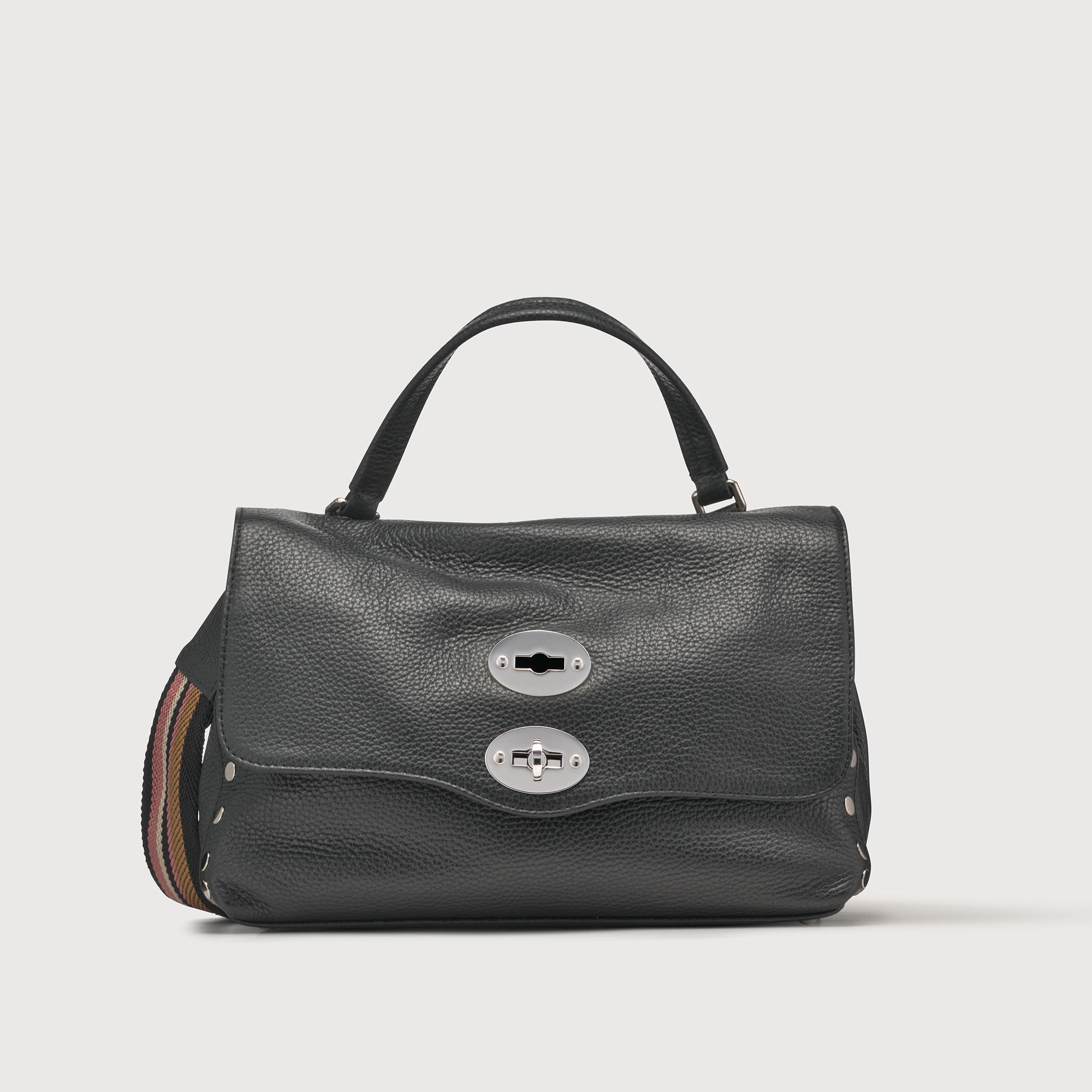 Zanellato BORSA POSTINA® SMALL IN PELLE MARTELLATA BLACK NERO | Zanellato