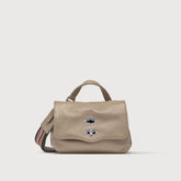 BABY POSTINA® MESSENGER BAG IN TUMBLED LEATHER GREY CRETA | Zanellato