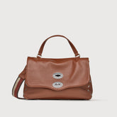 BORSA POSTINA® SMALL IN PELLE MARTELLATA BROWN CANALETTO - Borse in Pelle Martellata | Zanellato