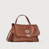 BORSA POSTINA® SMALL IN PELLE MARTELLATA BROWN CANALETTO - Borse a Spalla | Zanellato