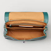 SMALL POSTINA® MESSENGER BAG IN TUMBLED LEATHER GREEN ACCA | Zanellato