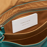 SMALL POSTINA® MESSENGER BAG IN TUMBLED LEATHER GREEN ACCA | Zanellato