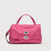 SMALL POSTINA® MESSENGER BAG IN TUMBLED LEATHER PINK ORCHIDEA | Zanellato