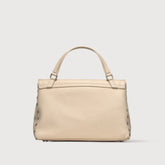 SMALL POSTINA® MESSENGER BAG IN TUMBLED LEATHER WHITE CANALETTO | Zanellato