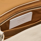 SMALL POSTINA® MESSENGER BAG IN TUMBLED LEATHER WHITE CANALETTO | Zanellato