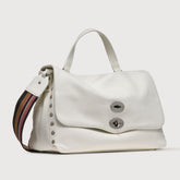 BORSA POSTINA® MEDIUM IN PELLE MARTELLATA BIANCO LATTE - Borse iconiche | Zanellato