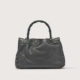 SMALL POSTINA® MESSENGER BAG IN TUMBLED LEATHER BLACK NERO | Zanellato