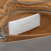 SMALL POSTINA® MESSENGER BAG IN TUMBLED LEATHER GREY MONTEBIANCO | Zanellato