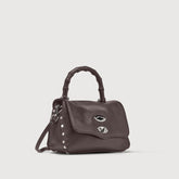 BABY POSTINA® MESSENGER BAG IN TUMBLED LEATHER BROWN MOCACCINO - Hammered Leather Bags | Zanellato