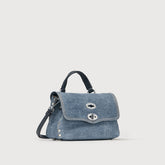 BORSA POSTINA® BABY IN PELLE DENIM BLUE RAW - Borse a Spalla | Zanellato