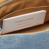 BORSA POSTINA® BABY IN PELLE DENIM BLUE RAW - denim blue raw | Zanellato