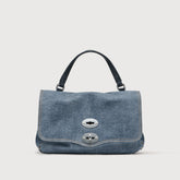 BORSA POSTINA® SMALL IN PELLE DENIM BLUE RAW - Borse a Tracolla | Zanellato