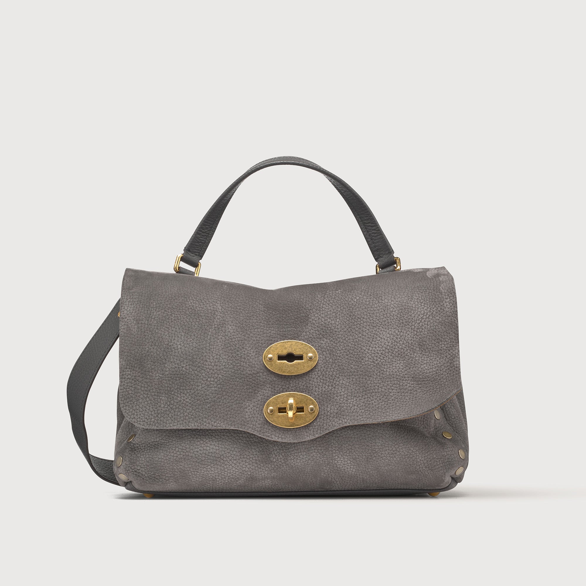 Zanellato BORSA POSTINA® SMALL IN PELLE MARTELLATA GREY FIAMMINGO | Zanellato