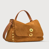 BORSA POSTINA® MEDIUM IN PELLE NABUK BROWN BRANDY - Borse in Pelle Nabuk | Zanellato