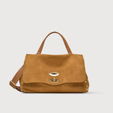 BORSA POSTINA® SMALL IN PELLE NABUK BROWN BRANDY - brown brandy | Zanellato