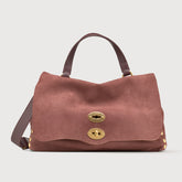 MEDIUM POSTINA® MESSENGER BAG IN NUBUCK LEATHER RED BARBERA - Nubuck Leather Bags | Zanellato