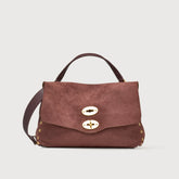 SMALL POSTINA® MESSENGER BAG IN NUBUCK LEATHER RED BARBERA - Nubuck Leather Bags | Zanellato