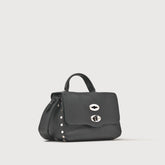 BABY POSTINA® MESSENGER BAG IN TUMBLED LEATHER BLACK NERO - Fall Winter Bags | Zanellato