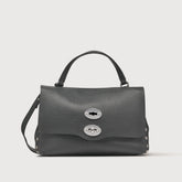 SMALL POSTINA® MESSENGER BAG IN TUMBLED LEATHER BLACK NERO - Fall Winter Bags | Zanellato