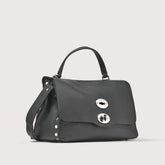 SMALL POSTINA® MESSENGER BAG IN TUMBLED LEATHER BLACK NERO - Fall Winter Bags | Zanellato