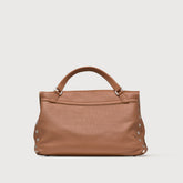 SMALL POSTINA® MESSENGER BAG IN PLAIN LEATHER BEIGE GENCO - Beige genco | Zanellato