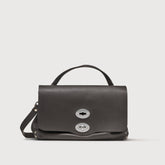 SMALL POSTINA® MESSENGER BAG IN PLAIN LEATHER BROWN CORRETTO | Zanellato