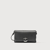 BLACK HAMMERED LEATHER SMALL LETTER CLUTCH BAG - Seasonal | Zanellato